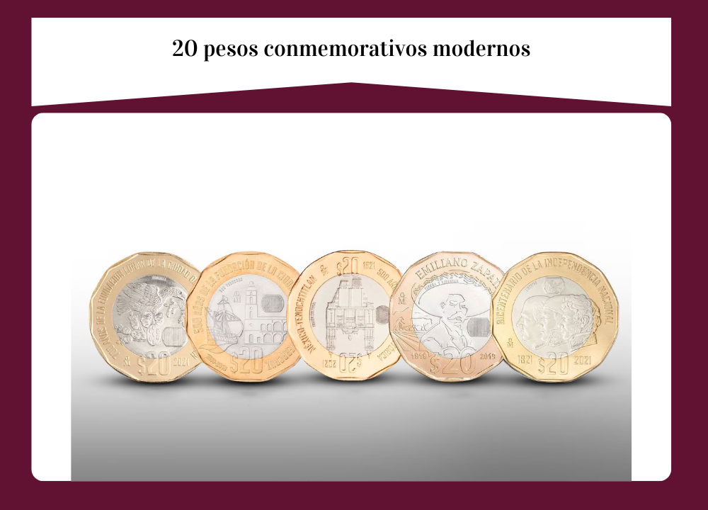 20 pesos conmemorativos modernos