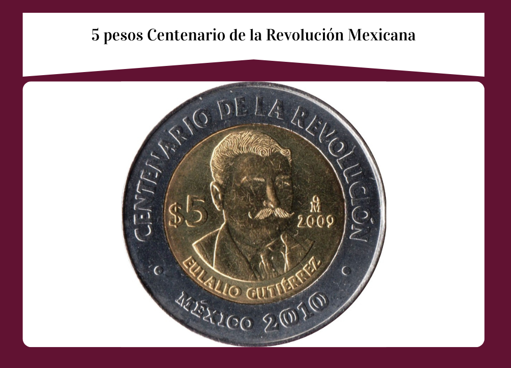 5 pesos Centenario de la Revolución Mexicana