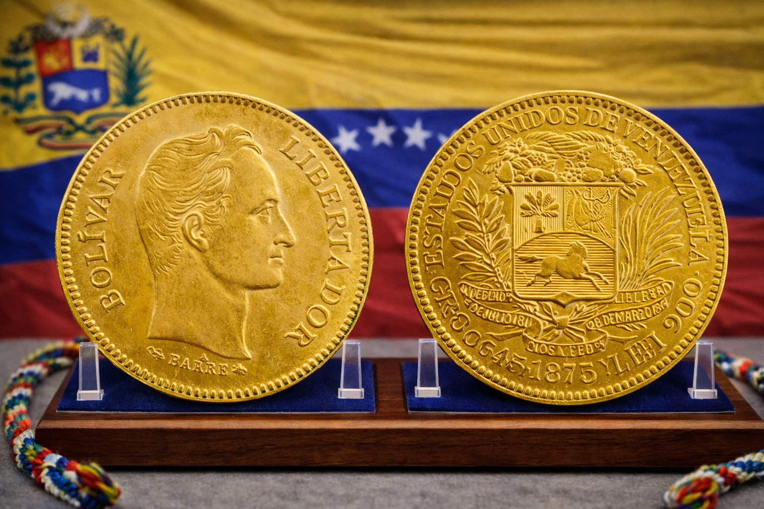 Moneda de oro 5 Venezolanos (1875)