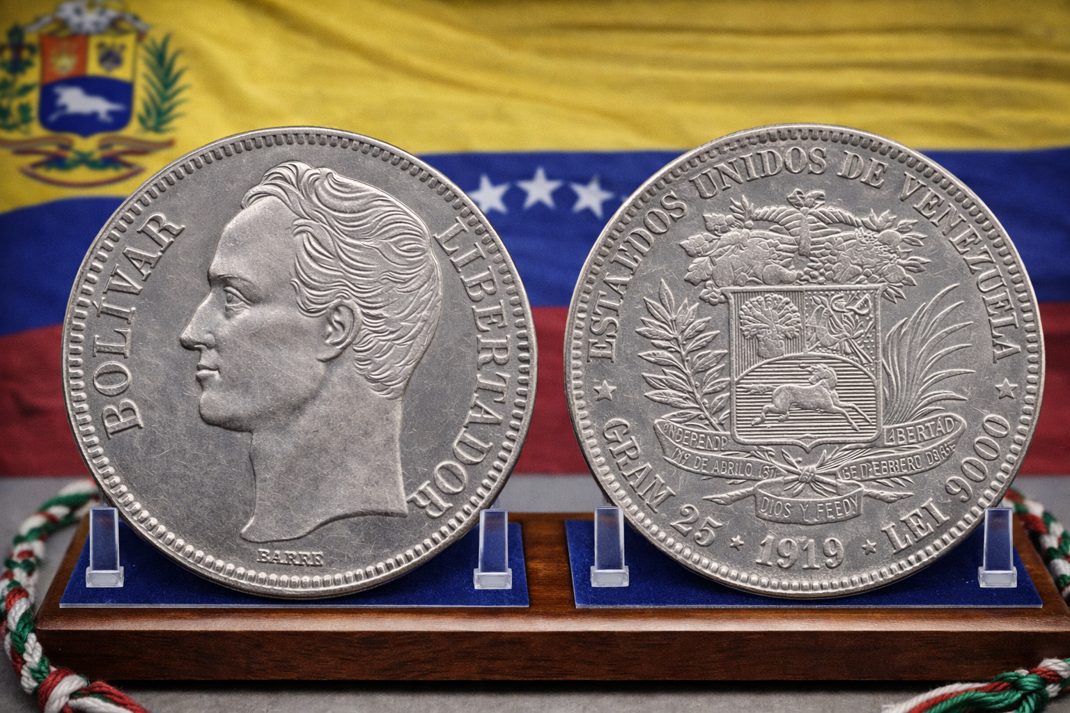 Moneda de plata 5 Bolívares (años 1920–1930)