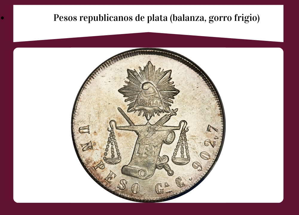 Pesos republicanos de plata: tipo Balanza y Gorro Frigio (1823–1870)