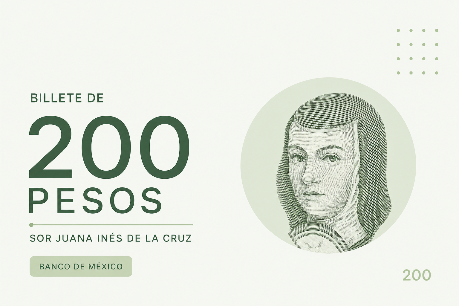 Billete de 200 Pesos de Sor Juana Inés de la Cruz: uno de los más queridos por los coleccionistas mexicanos